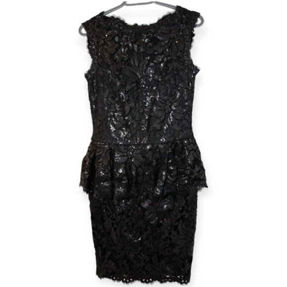 Tadashi Shoji Made in USA Elegant Black Lace Sleeveless Dress size 6 - Picture 1 of 8